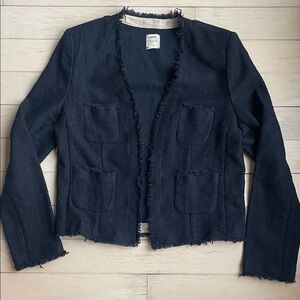 L’Agence Women's Navy Textured Linen Lady Jacket
